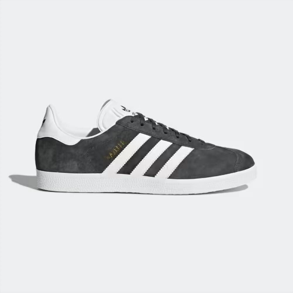 NEW ADIDAS men's gazelle lightweight shoes in solid grey / white / gold metallic